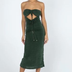 princess polly Callie strapless midi dress - orange - us 8